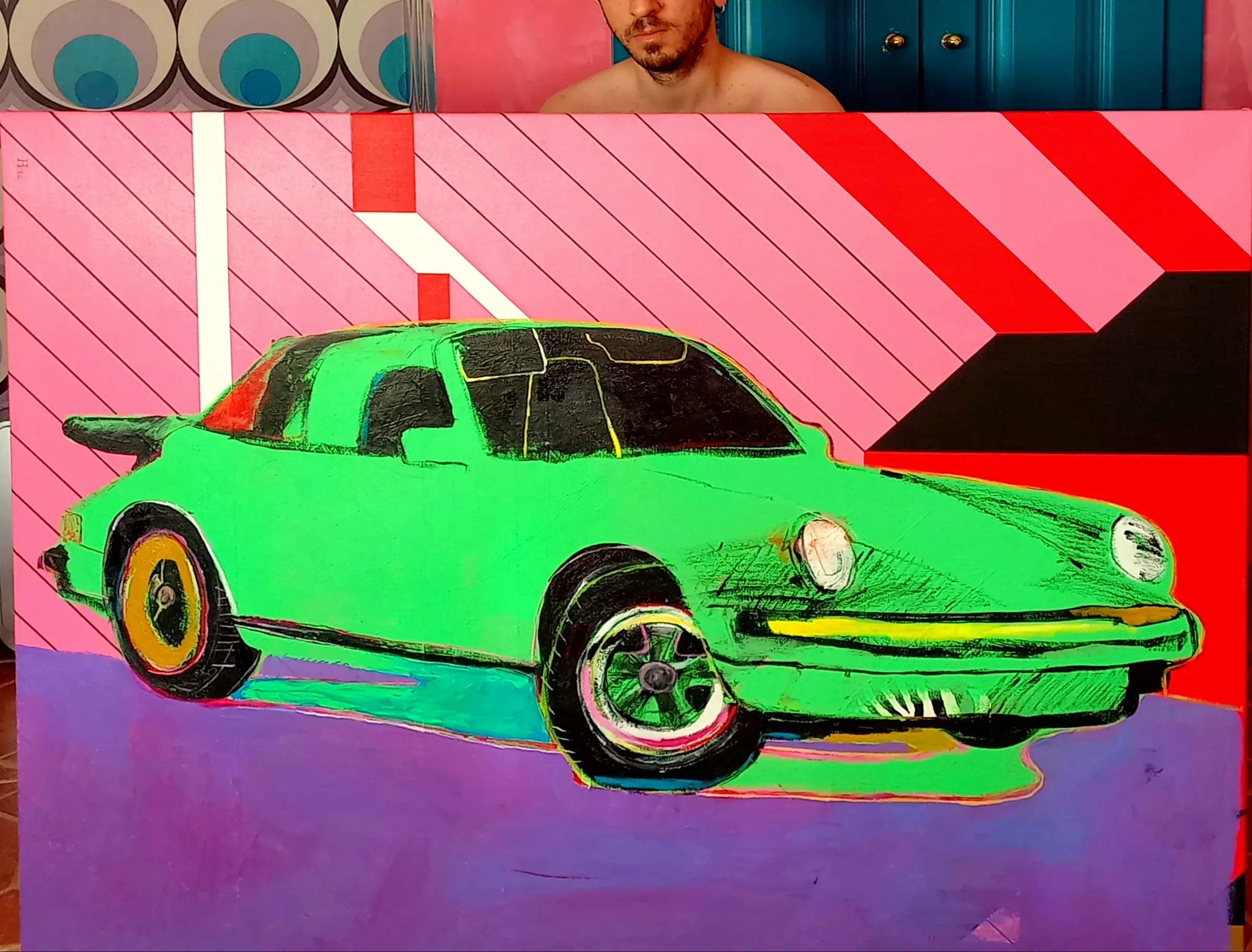 Porsche targa 80s — Óleo sobre lienzo