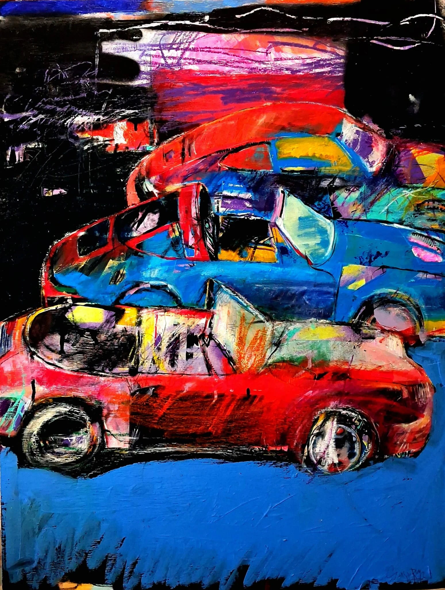Breakin the rules IV — Técnica mixta sobre madera, 71 × 95 cm