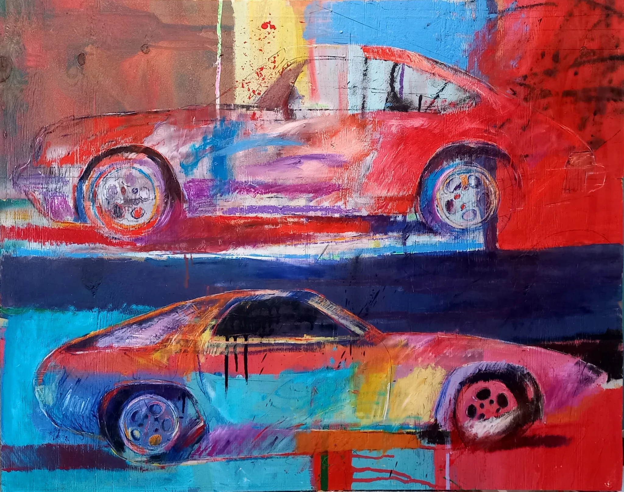 Breakin the rules V — Técnica mixta sobre madera, 71 × 95 cm