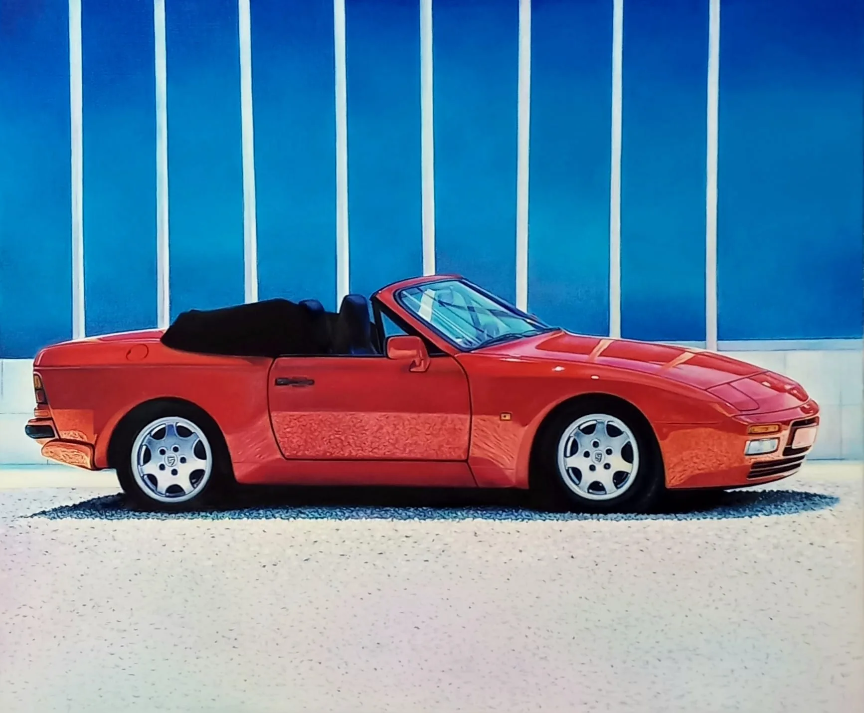 Porsche 944 — Óleo sobre lienzo, 55 × 45 cm