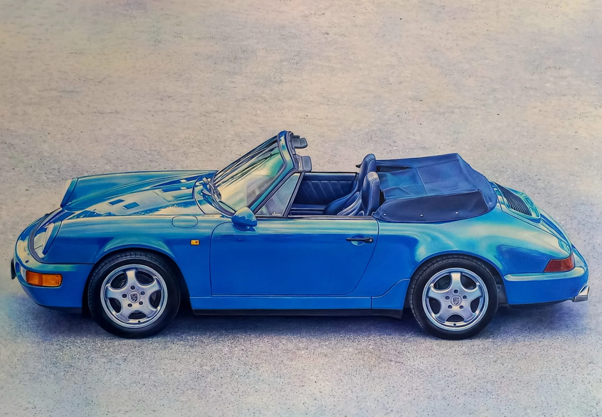 Porsche 964 90s — Óleo sobre lienzo, 92 × 65 cm